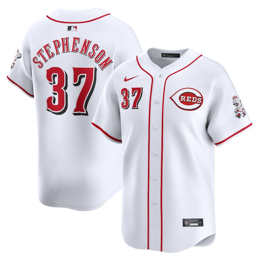 Men Cincinnati Reds #37 Tyler Stephenson Nike White Home Limited Player MLB Jersey->->